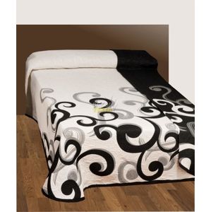 Forbyt  Prikrývka na posteľ s návleky, Gusano, čiernobiely 160 x 220 cm + 40 x 40 cm